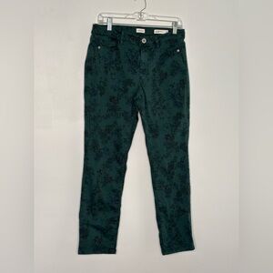 J. Jill Green Floral Denim Pants Size 8